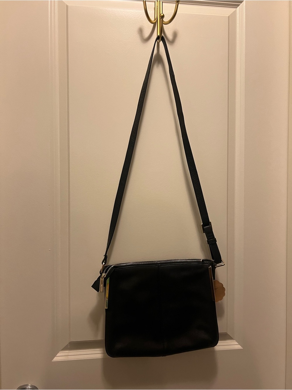 Danier Black Real Leather Crossbody Shoulder Bag - Classic Women's Bag